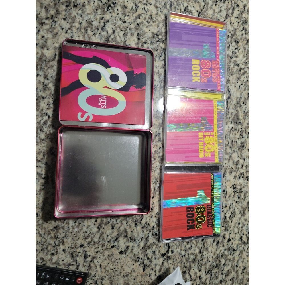 Hits of the 80s 3 CD Box Set Retro Rock Hit Radio Original Artists Pink Tin Case
